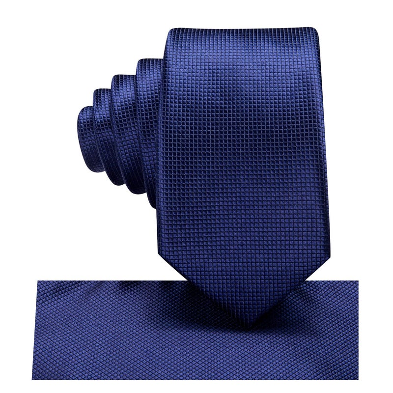 Dubulle Ties for Boys Solid Navy Blue Self Tie Silk Kids Necktie and Pocket Square Set for Age 8-10 Graduation School Uniform - Image 3